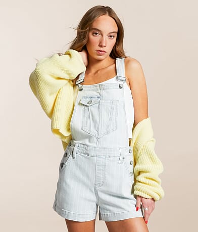 HIDDEN Dylan Striped Denim Overall Short front view