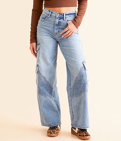 HIDDEN Nori Wide Leg Moto Cargo Jean front view