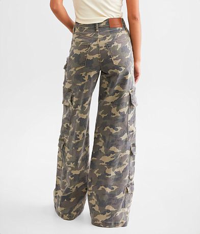 HIDDEN Nori Camo Wide Leg Cargo Stretch Jean back view