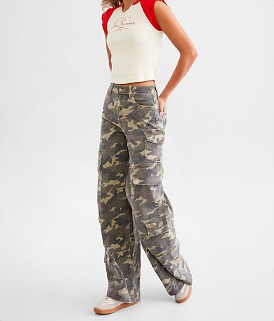 HIDDEN Nori Camo Wide Leg Cargo Stretch Jean full left side view