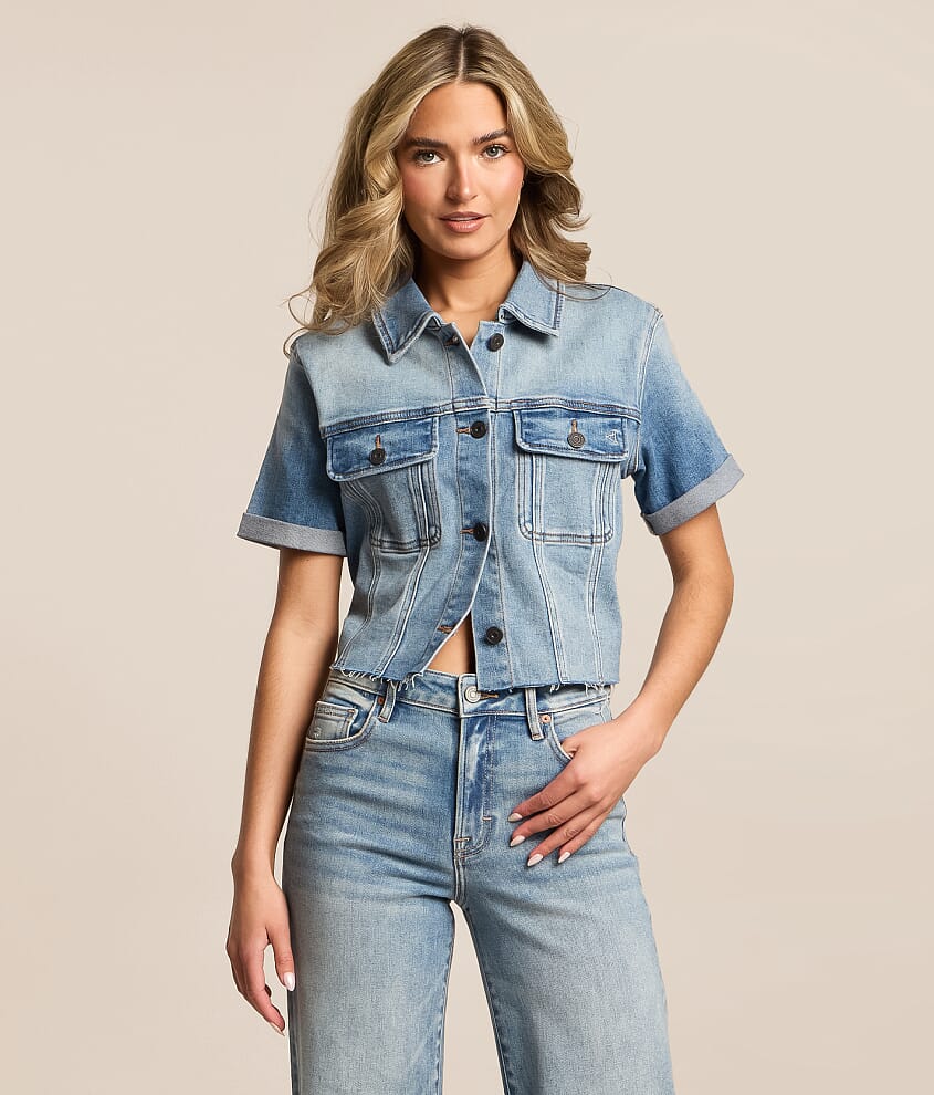 Cropped Denim Stretch Shirt