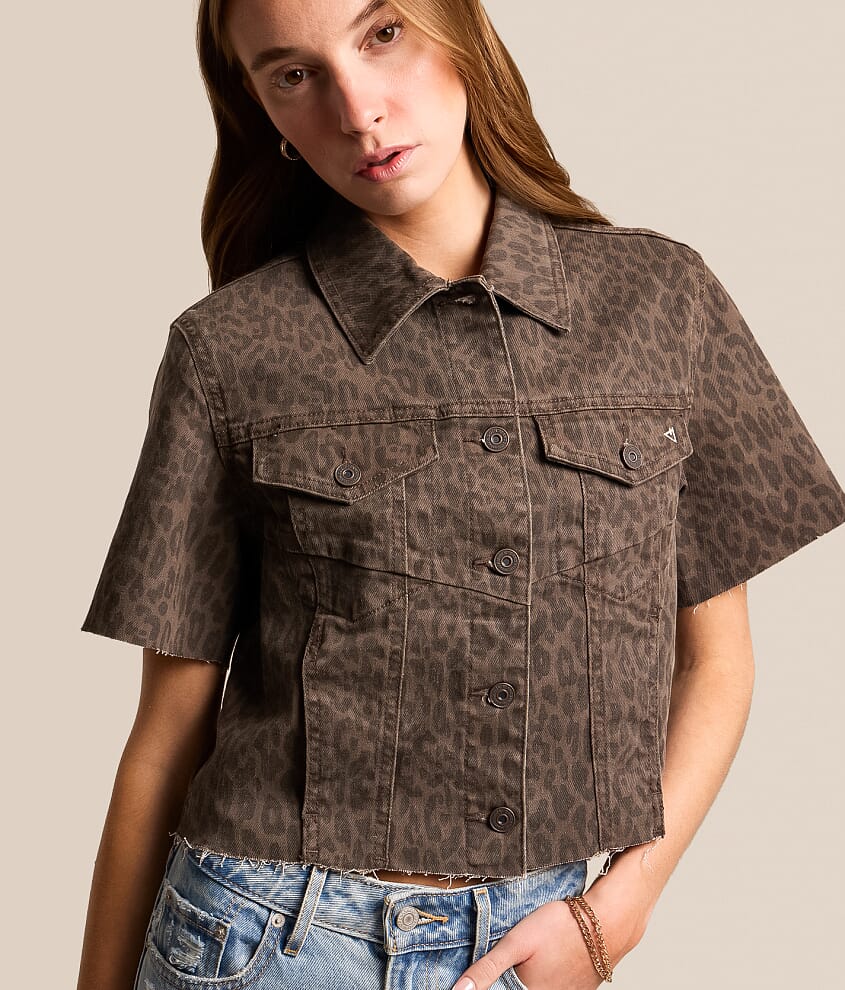 Cheetah Denim Cropped Shirt