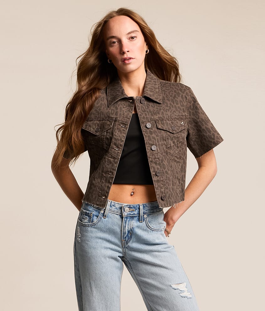 Cheetah Denim Cropped Shirt