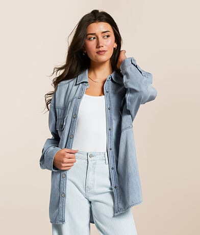 HIDDEN Washed Denim Oversized Shacket FULL_LEFT_SIDE