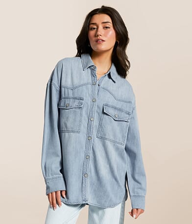 HIDDEN Washed Denim Oversized Shacket FULL_RIGHT_SIDE