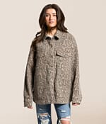 HIDDEN Oversized Cheetah Denim Stretch Jacket - Women's Coats