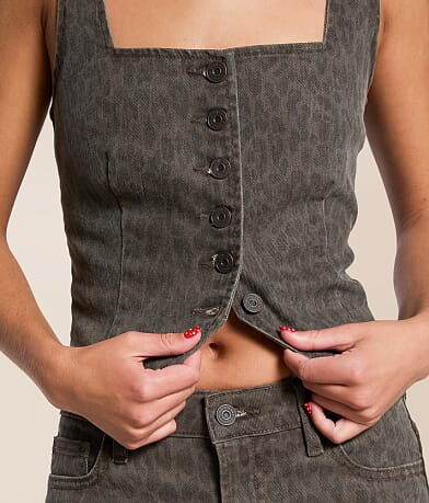 Cheetah Denim Stretch Vest thumbnail 4
