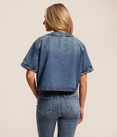 Baseball Cropped Denim Shirt thumbnail 3