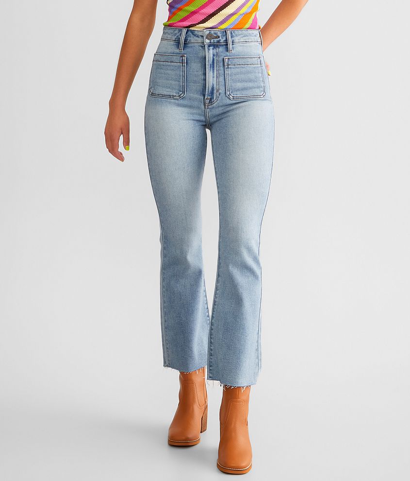 Happi Crop Flare with Step Hem and Slit Jeans