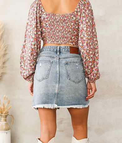 HIDDEN Peyton Asymmetrical Denim Skirt BACK