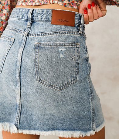 HIDDEN Peyton Asymmetrical Denim Skirt BACK_POCKET