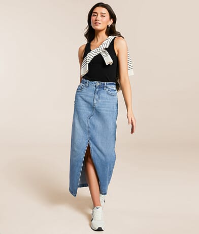 HIDDEN Peyton Denim Maxi Skirt front view