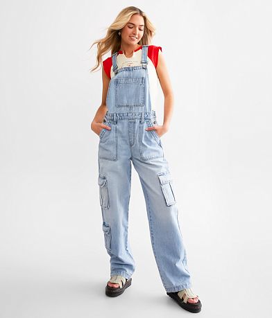 HIDDEN Dylan Cargo Denim Overalls front view