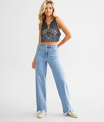 Baggy Low Rise Wide Leg Stretch Cuffed Jean