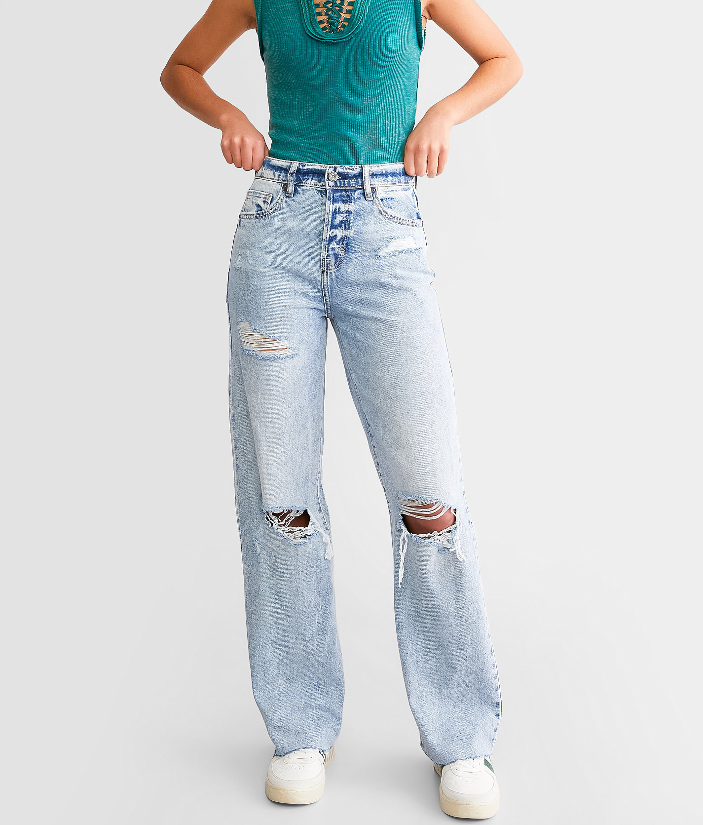 buckle dad jeans