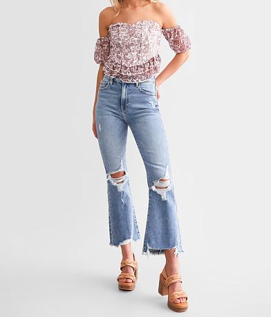 HIDDEN Happi Cropped Flare Stretch Jean front view