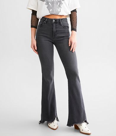 Blue B Rhinestone High Rise Cropped Flare Jean - Women's Jeans in Black