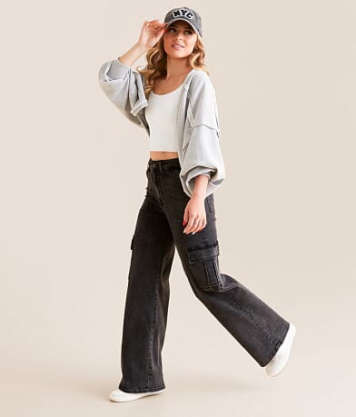 HIDDEN Nori Cargo Wide Leg Stretch Jean front view