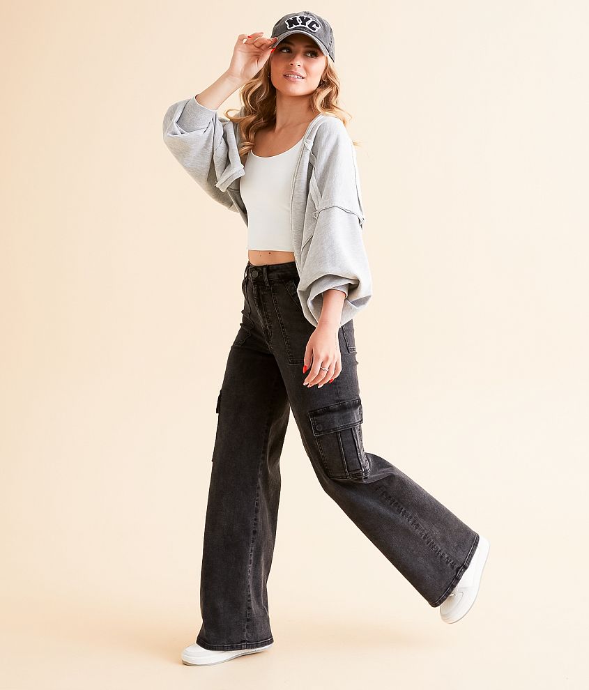 HIDDEN Nori Cargo Wide Leg Stretch Jean front view