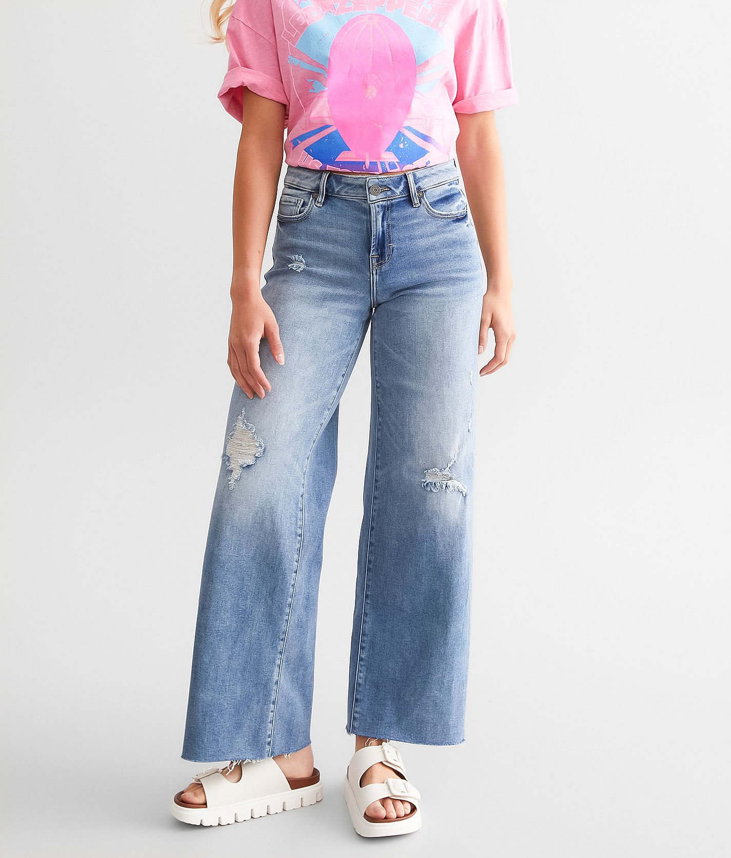 ●PALE JADE● 25SS Vintage Midrise Wide Denim Women's Mid-Rise Cropped Vintage Wide Leg Jeans - Universal