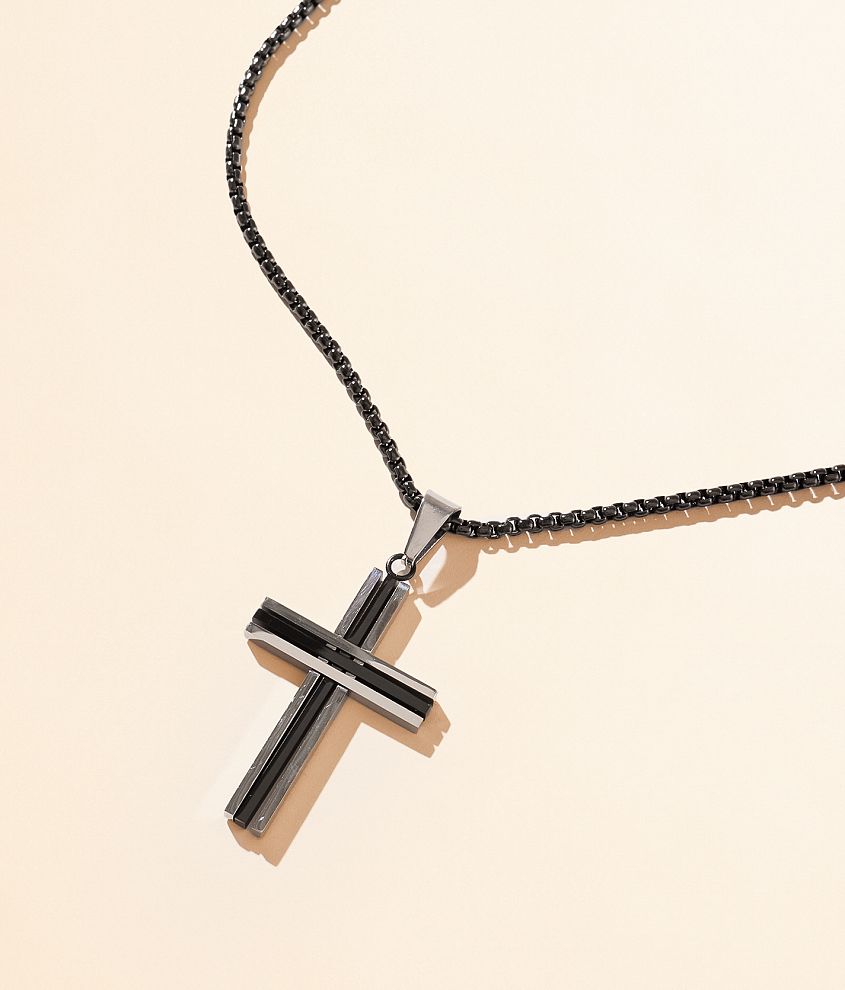 BKE Two Tone Cross 24" Necklace front view