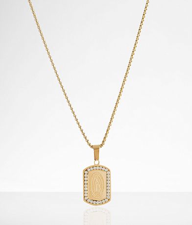 BKE Rhinestone Dog Tag 23" Necklace front view