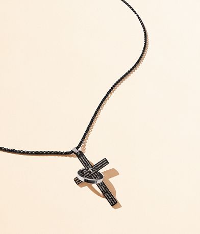 BKE The Lord's Prayer Cross & Ring 24" Necklace front view