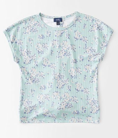 Willow & Root Girls - Floral Ribbed Top front view