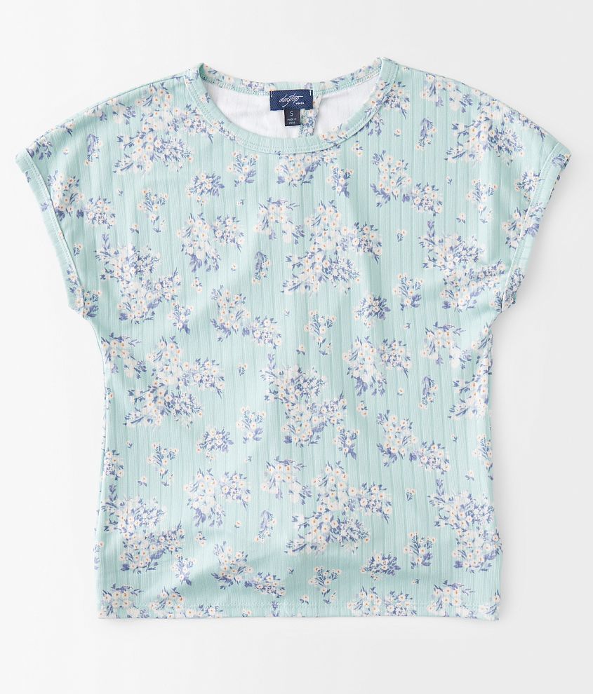 Girls - Willow &#38; Root Floral Ribbed Top front view