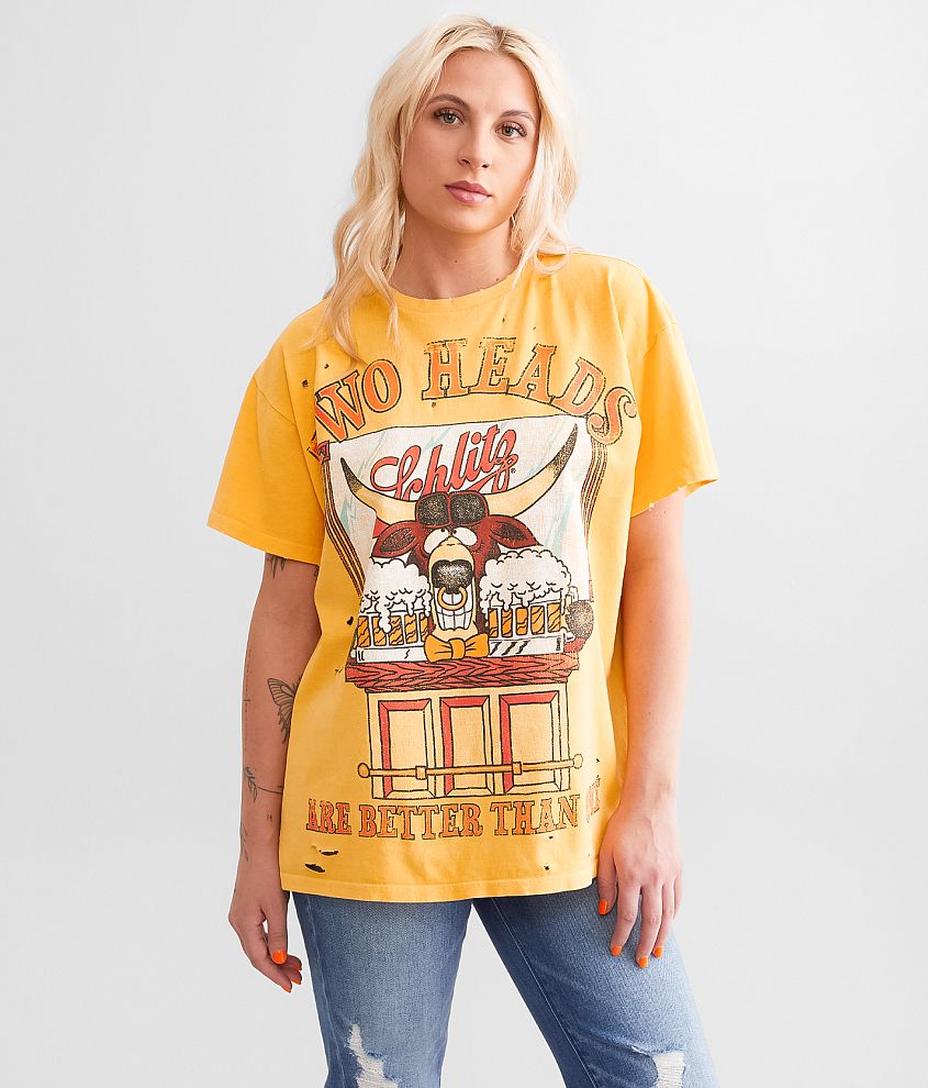 Goodie Two Sleeves Heads Shlitz Beer T-Shirt