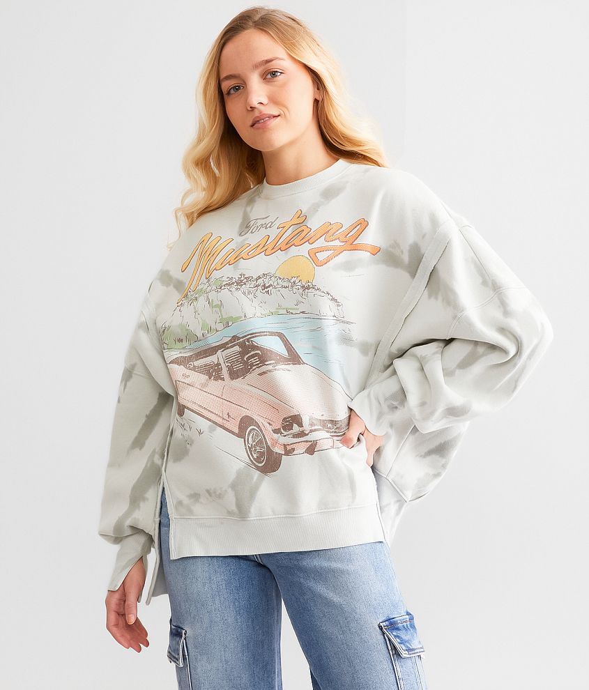 Goodie Two Sleeves Ford Mustang Oversized Pullover front view