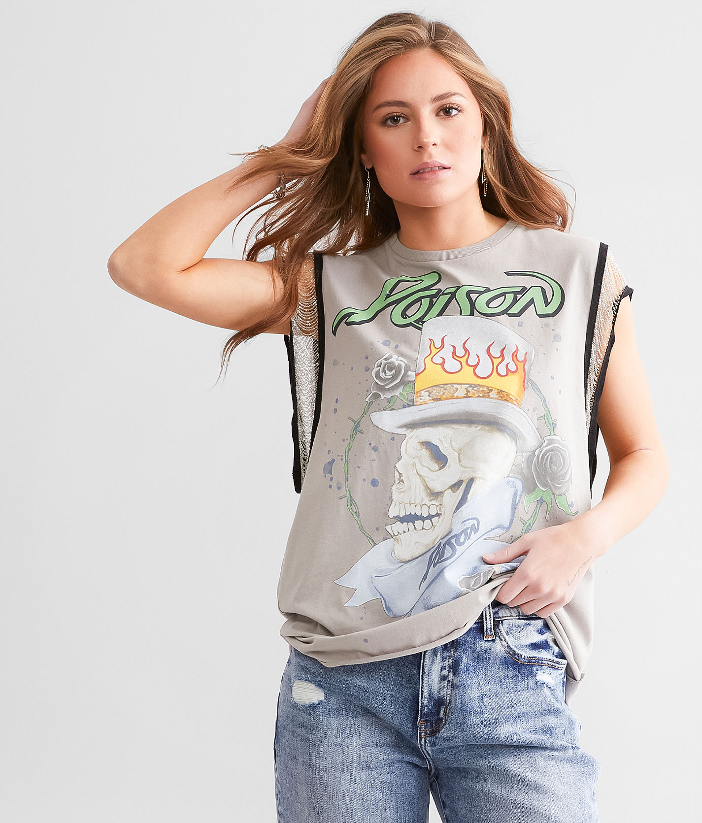 Goodie Two Sleeves Poison Chain Trim Band Tank Top - Women's Goodie Two Sleeves Poison Chain Trim Band Tank Top - Women's