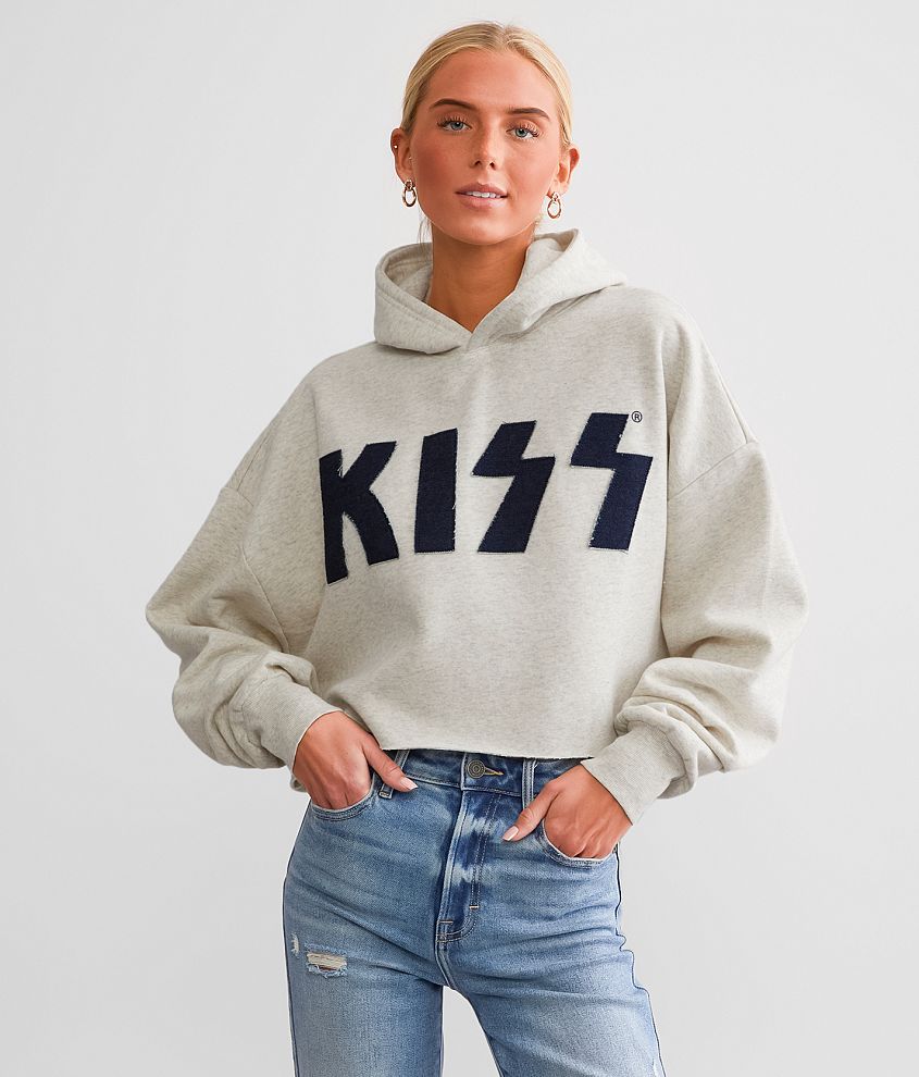 Goodie Two Sleeves KISS Cropped Band Hooded Sweatshirt