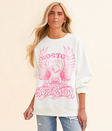 Goodie Two Sleeves Aerosmith Boston Oversized Band Pullover front view