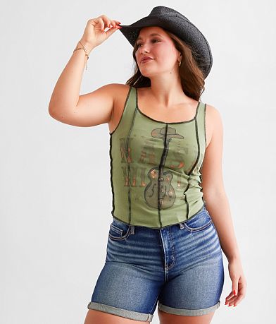 Goodie Two Sleeves Nashville Exposed Seam Tank Top front view
