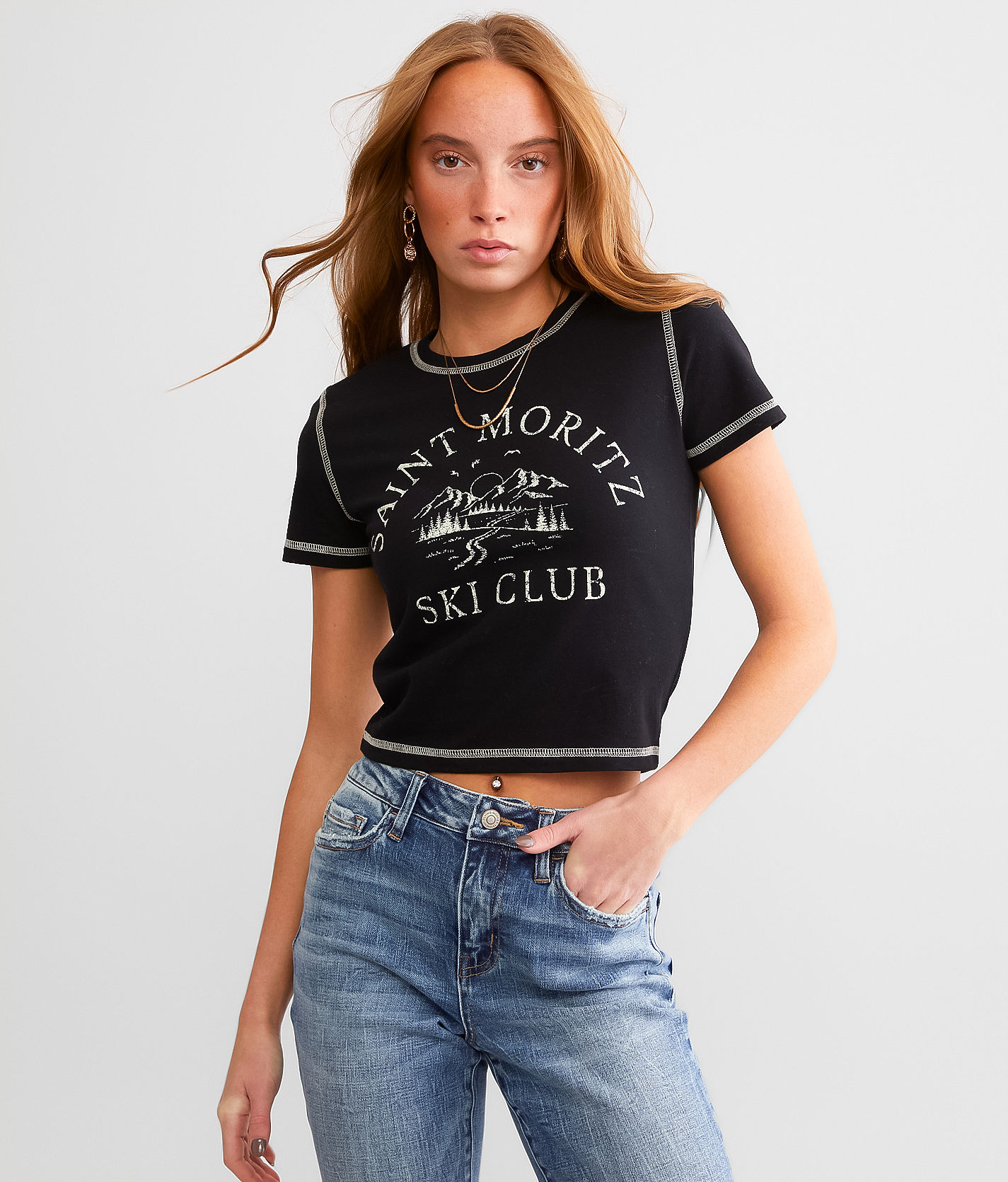 Goodie Two Sleeves Saint Moritz Cropped T-Shirt - Women's T Goodie Two Sleeves Saint Moritz Cropped T-Shirt - Women's T