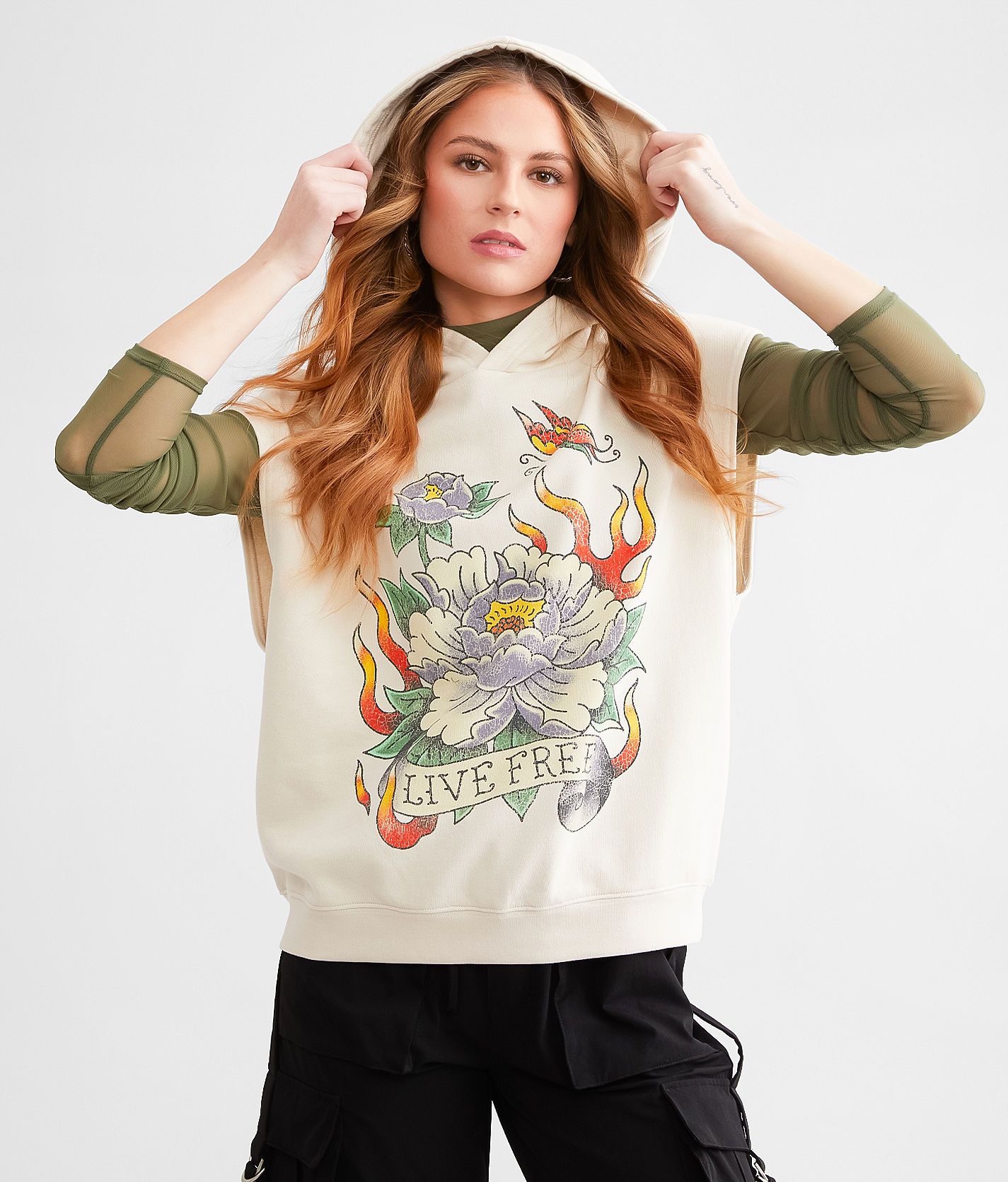 【New】Deuxieme Classe Sleeveless Pullover Goodie Two Sleeves Live Free Sleeveless Hoodie - Women's