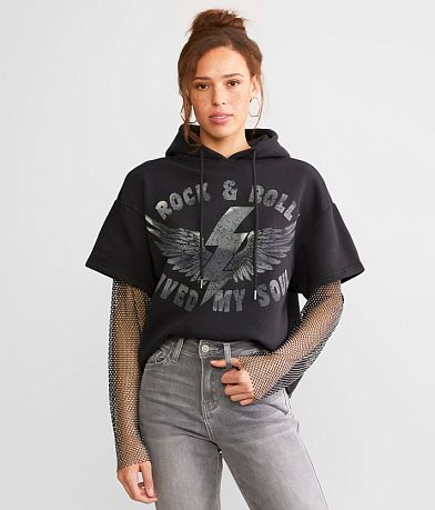 Goodie Two Sleeves Rock & Roll Hooded Sweatshirt front view
