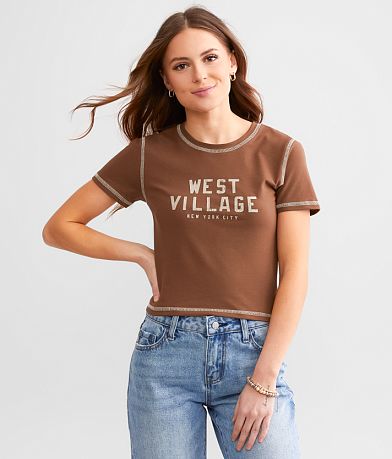 Goodie Two Sleeves Baby Cropped T-Shirt front view