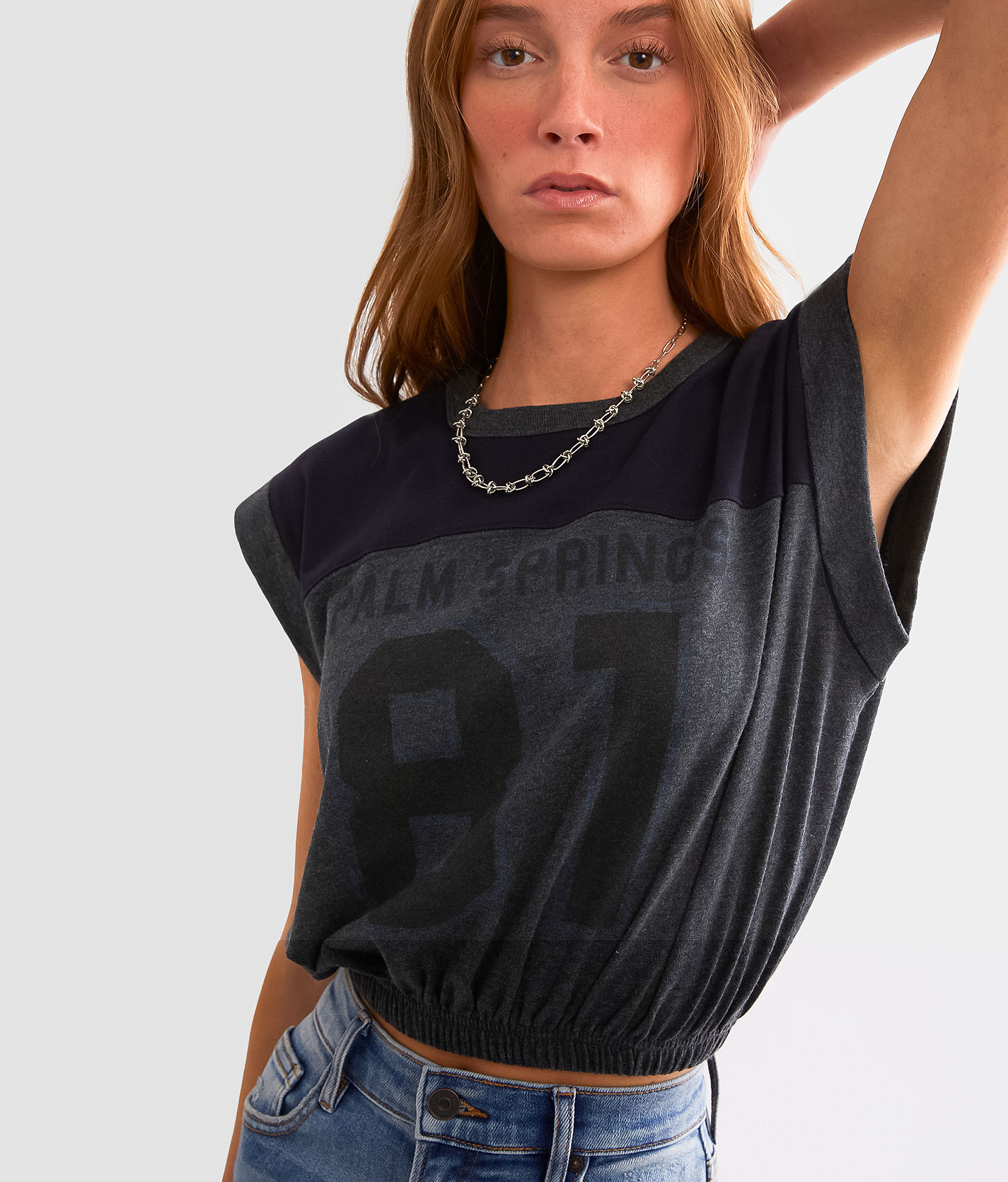 FITZ + EDDI Palm Springs Cropped T-Shirt - Women's T-Shirts in Charcoal