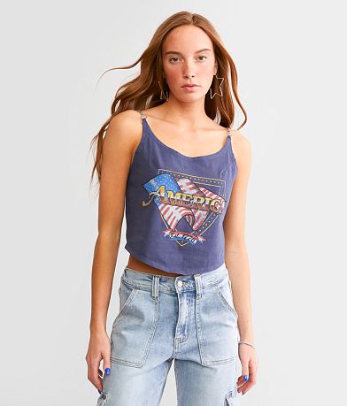 Goodie Two Sleeves American Metal Chain Strap Tank Top front view