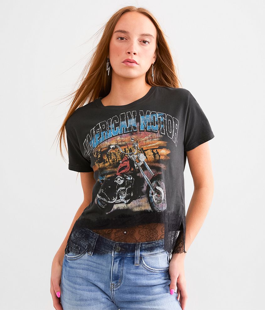 Goodie Two Sleeves American Motor T-Shirt - Women's T-Shirts in Black ...