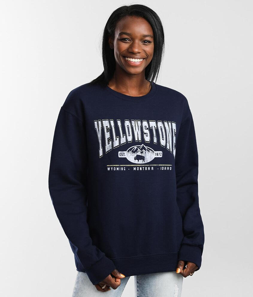 Goodie Two Sleeves Yellowstone Pullover Sweatshirt front view