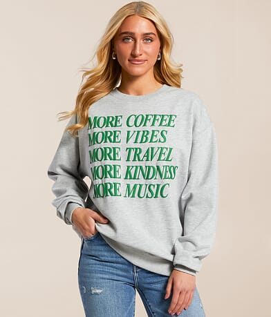 Goodie Two Sleeves More Coffee Oversized Pullover front view