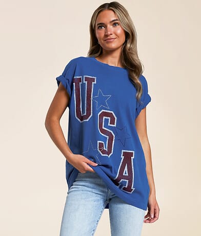 Goodie Two Sleeves USA Oversized T-Shirt front view