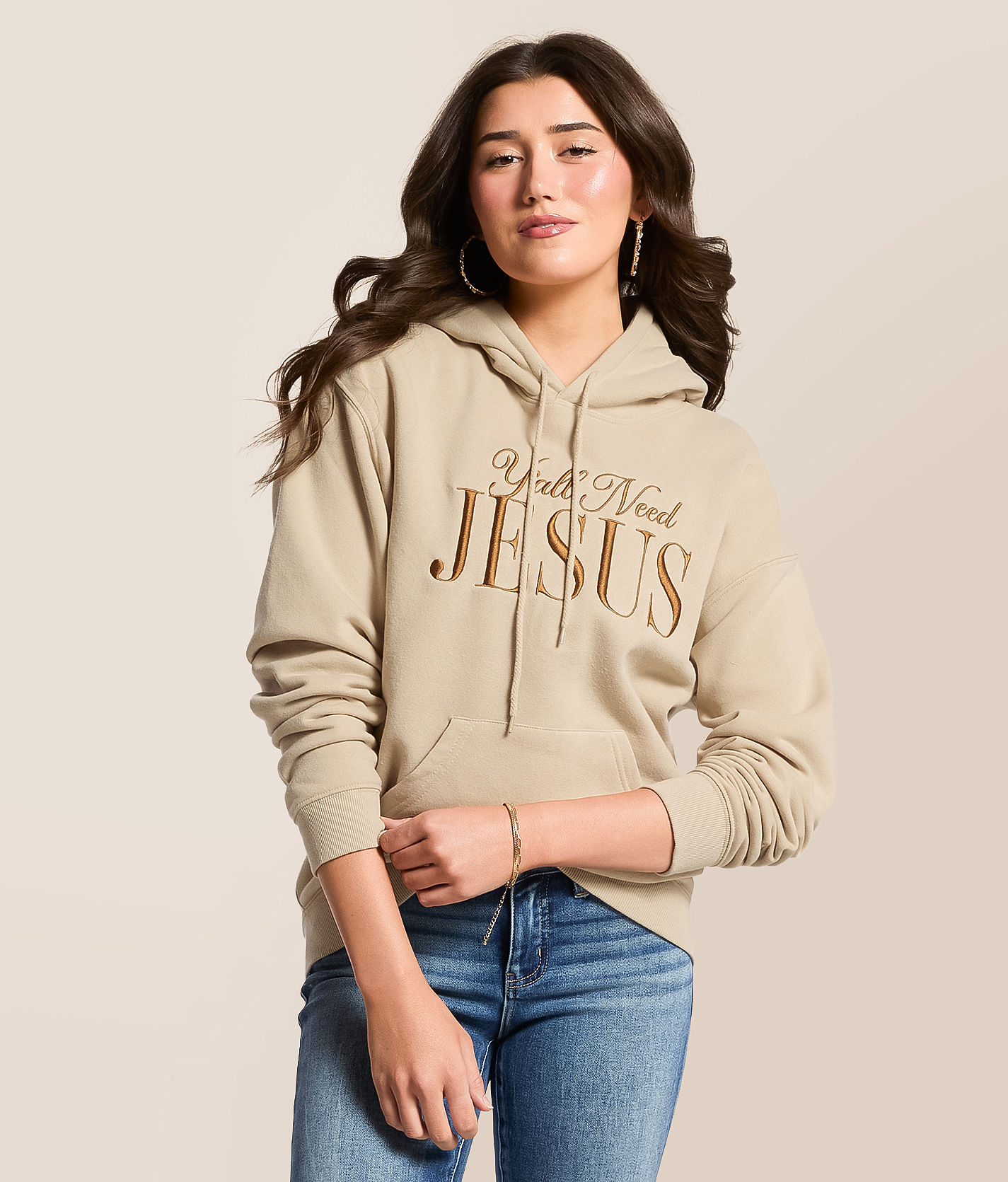 トップス 【ベージュ/XXL】GOD BLESS YOU HOODIE BEIGE