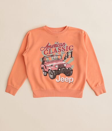 Goodie Two Sleeves Girls - JEEP Pullover front view