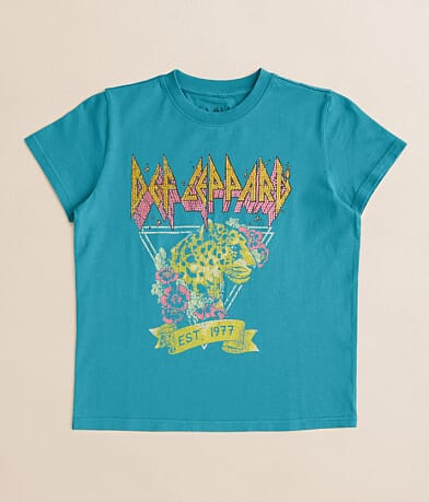 Goodie Two Sleeves Girls - Def Leppard Band T-Shirt front view