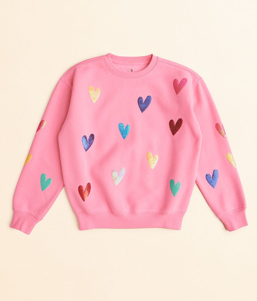 Girls - Goodie Two Sleeves Sequin Heart Pullover front view