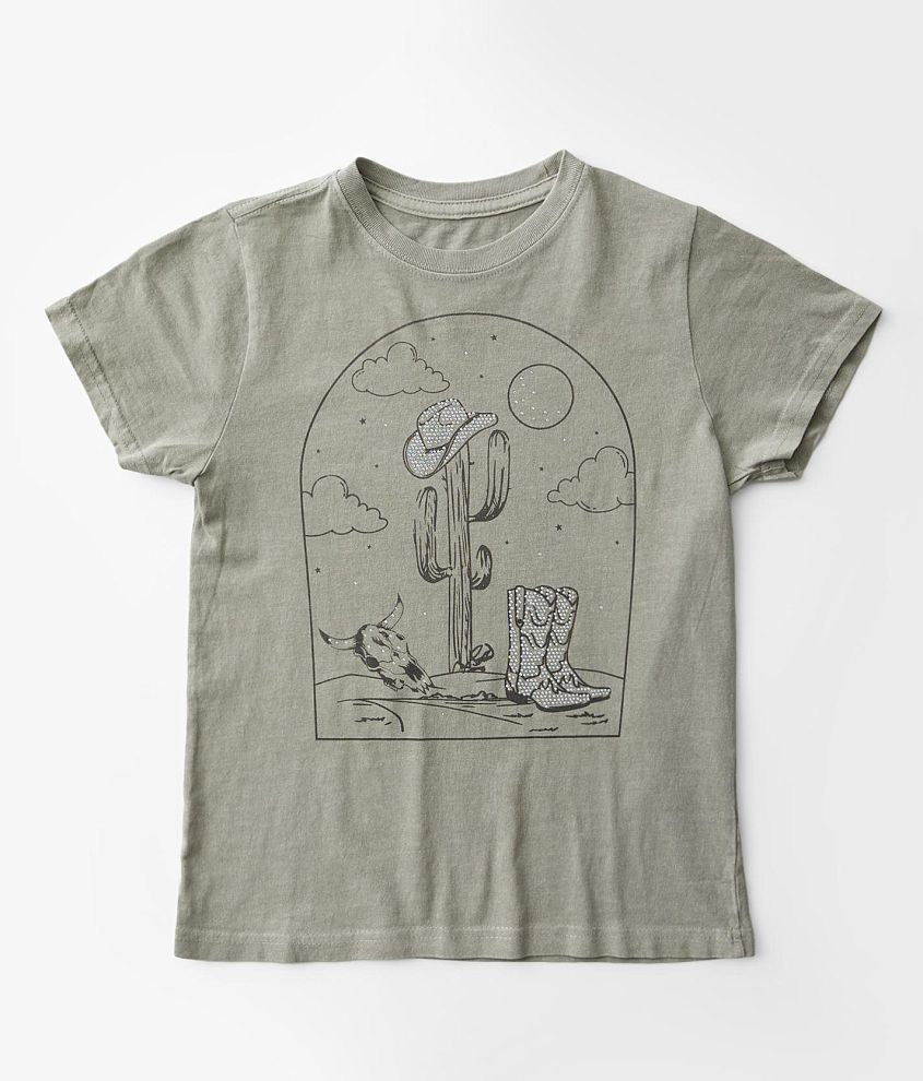 Girls - Goodie Two Sleeves Cowboy Desert T-Shirt front view